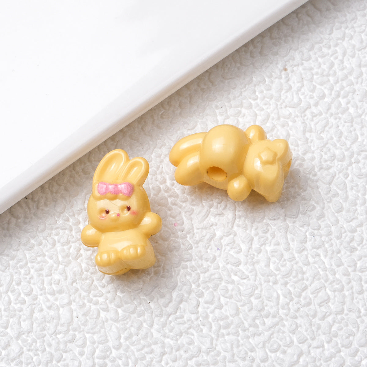 Printed Bunny Acrylic Beads 18mm Glossy Colors 50pcs 11