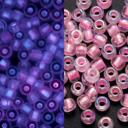 Glow In The Dark Seed Glass Beads 3mm Multicolor Stripes 1800pcs 4