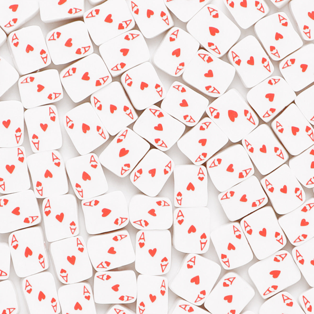 Flat Clay Beads 10mm Playing Cards Polymer Mixed 100pcs 6