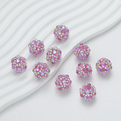 Bubblegum Rhinestone Beads 18mm Enlaced Fully Rhinestoned 5pcs 7