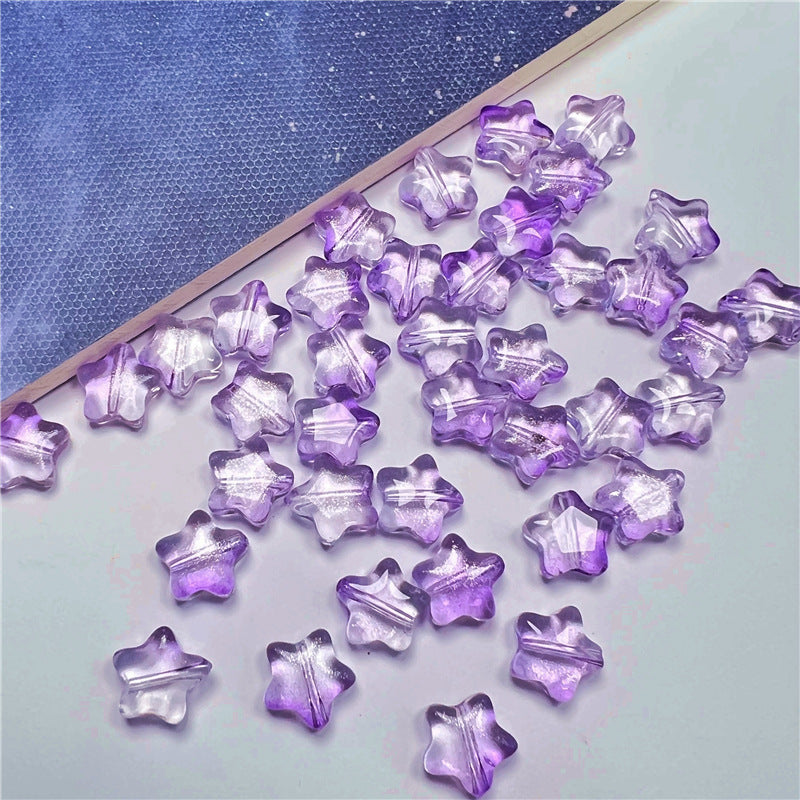 Small Star Czech Glass Beads 8mm Translucent Gold Flecked 50pcs 30