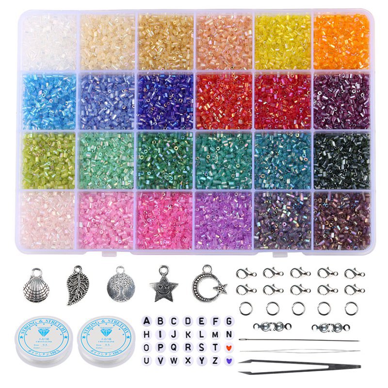 Transparent Seed Glass Beads 2mm 24 Vibrant Colors Glossy Finish 18