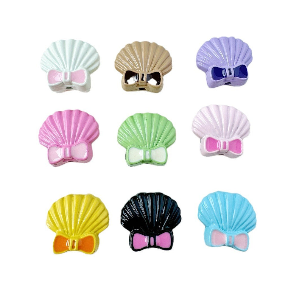 Shell and Mermaid Tail Metal Beads 14mm Glossy Pastel Painted Alloy 10pcs 5