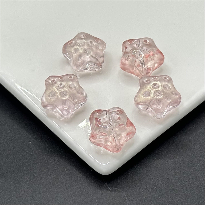 Meteor Crater Five-Pointed Star Glass Beads 14mm Transparent 100pcs 6