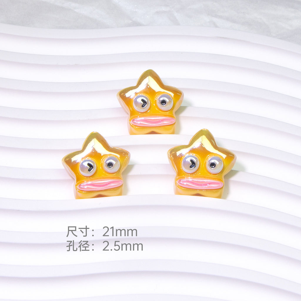 Amber Plating Star Resin Beads 21mm Shiny Googly Eyes 10pcs 2