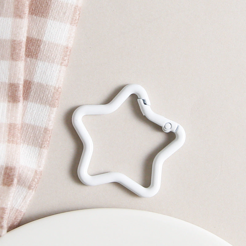 Zinc Alloy Star Trigger Spring Key Rings 41mm Baking Painted 6pcs 7