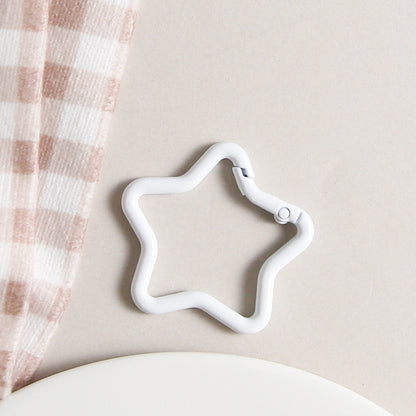 Zinc Alloy Star Trigger Spring Key Rings 41mm Baking Painted 6pcs 7