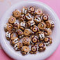 Hand-Painted Cake Acrylic Beads 16mm Glossy Brown Swirls 5pcs 10