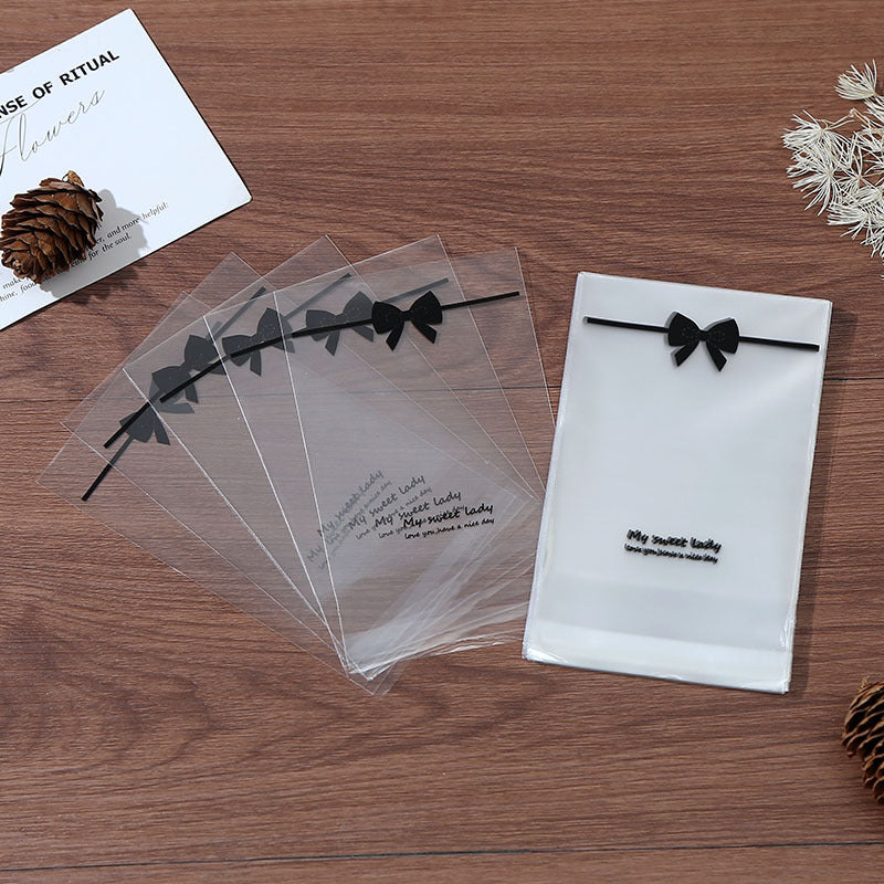 Self Adhesive OPP Bags Bow Print Clear 8x10+3cm 200pcs 4