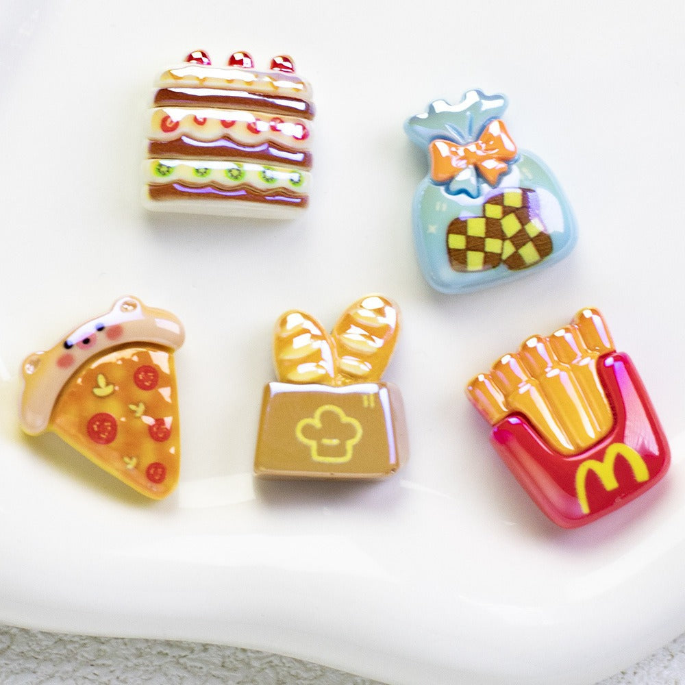 Glossy Fast Food Resin Beads Playful Miniature Set 10pcs