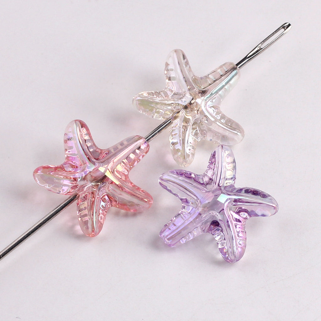 Plating Transparent Starfish Acrylic Beads 19mm Assorted Colors 100pcs 3