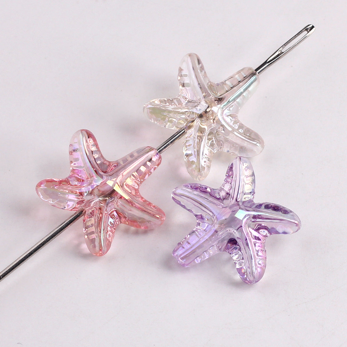 Plating Transparent Starfish Acrylic Beads 19mm Assorted Colors 100pcs 3