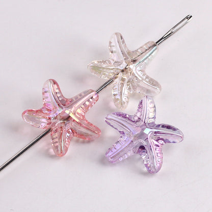 Plating Transparent Starfish Acrylic Beads 19mm Assorted Colors 100pcs 3