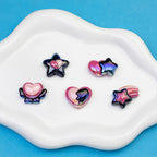 Sweet And Sassy Heart Star Resin Beads Glossy Pink Purple 20pcs 4