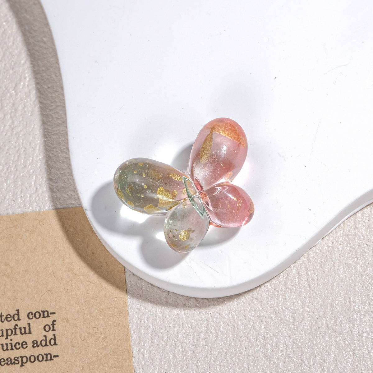 Clear Butterfly Acrylic Beads 27mm Gilded Flecks Pastel 20pcs 6