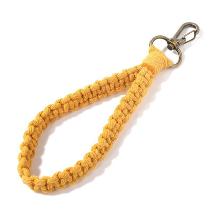 Woven Cotton Rope Wristlet Keychain Pastel Autumn Colors 17