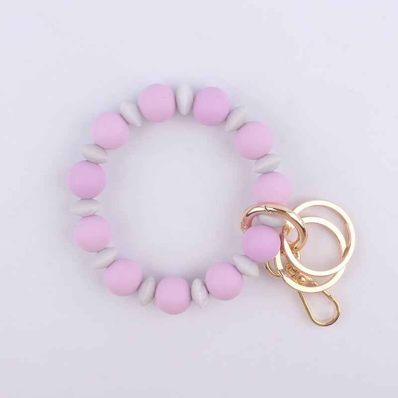 Silicone Bead Wristlet Keychain with Colorful Spacer Beads 7