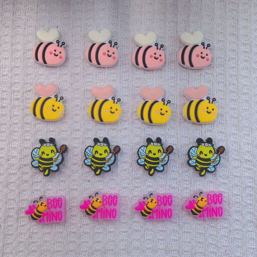 Silicone Focal Beads Small Bees Smiling Faces With Text Bee Mine 20pcs 2