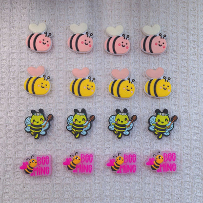 Silicone Focal Beads Small Bees Smiling Faces With Text Bee Mine 20pcs 2