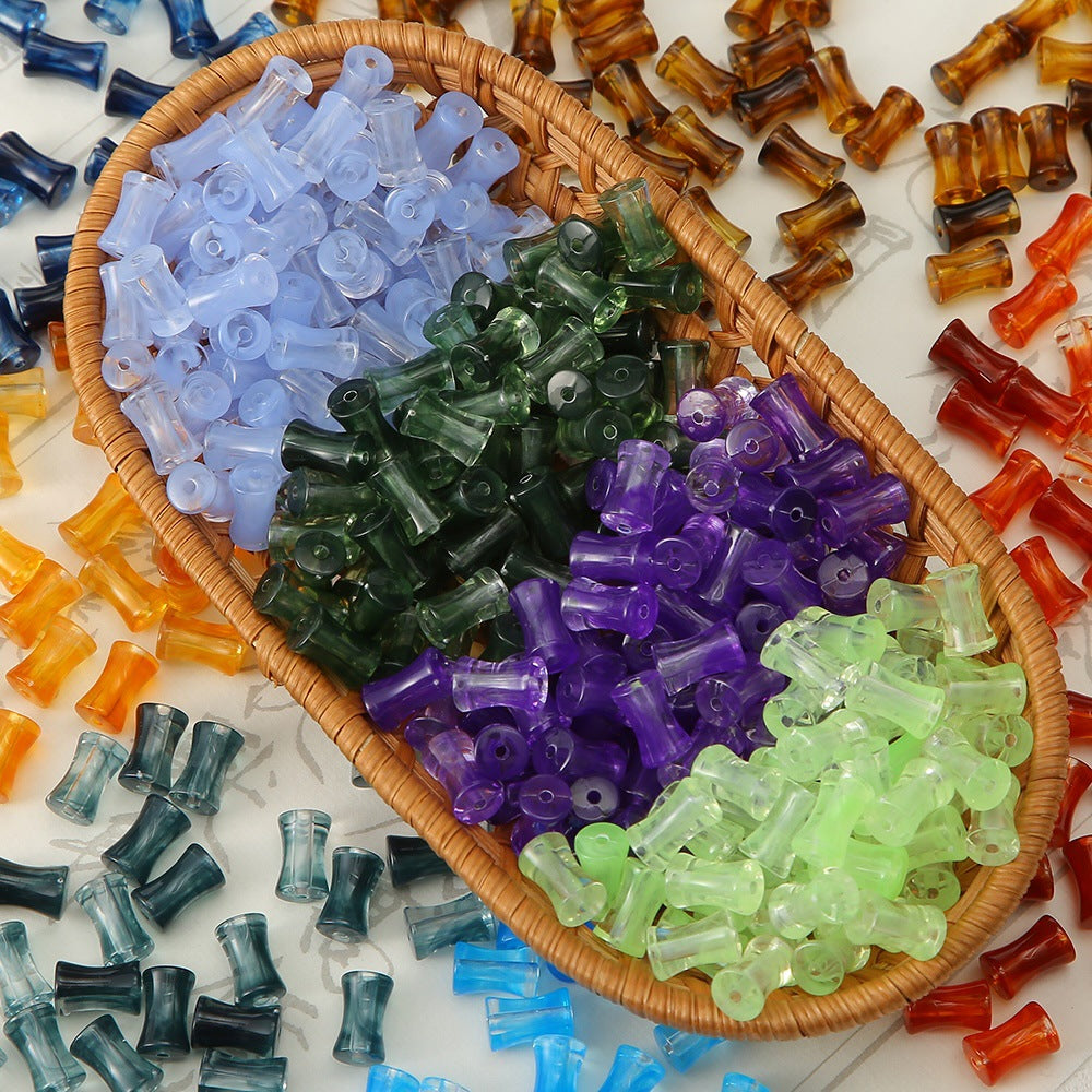 Vintage Gradient Ramp Acrylic Tube Beads 7x12mm Jewel Tone 10pcs