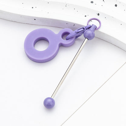 Beadable Silicone Tumbler Straw Holder Keychain Bar Colorful Metal Accent 18