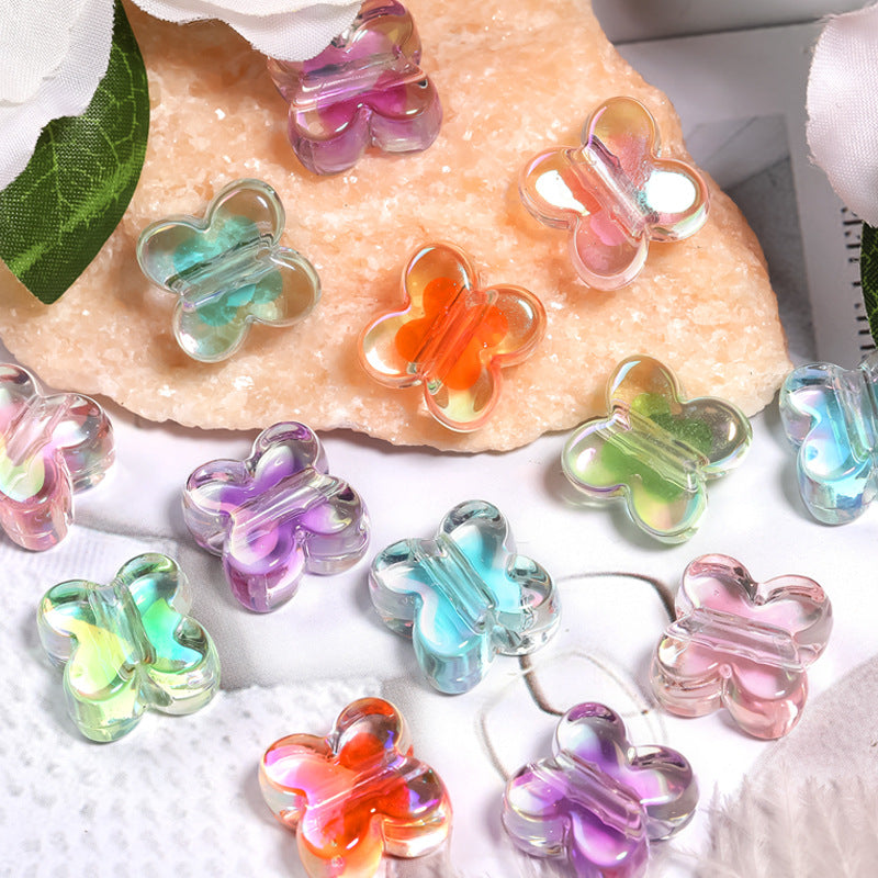 Dyed Core Round Acrylic Beads 15mm Translucent Multicolor 30pcs 7