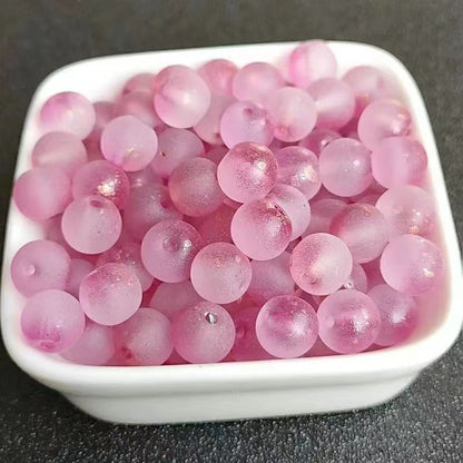 Frosted Round Glass Beads 8mm Pastel Matte Colors 50pcs 12