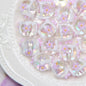 Painted Flower Acrylic Beads 16mm Round 14x18mm Square Purple Hand Painted 1pc 11