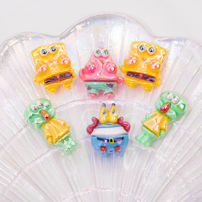 Glossy Spongebob Character Resin Beads 20pcs Colorful Series