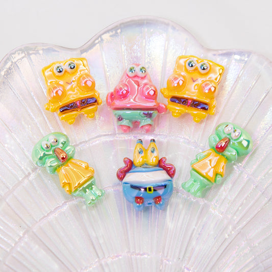 Glossy Spongebob Character Resin Beads 20pcs Colorful Series