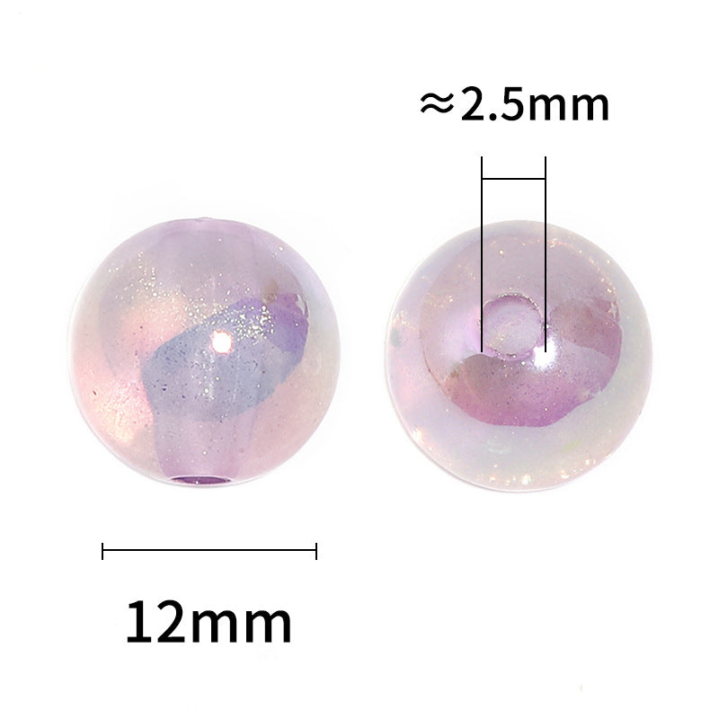 Transparent Round Acrylic Beads 12mm Powder Glitter Glow In The Dark 100pcs 3