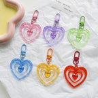 Resin Colored Hollow Heart Keychain Glossy Layered Design