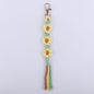 Handmade Woven Flower Keychain Cotton Polyester Gold Clasp 10