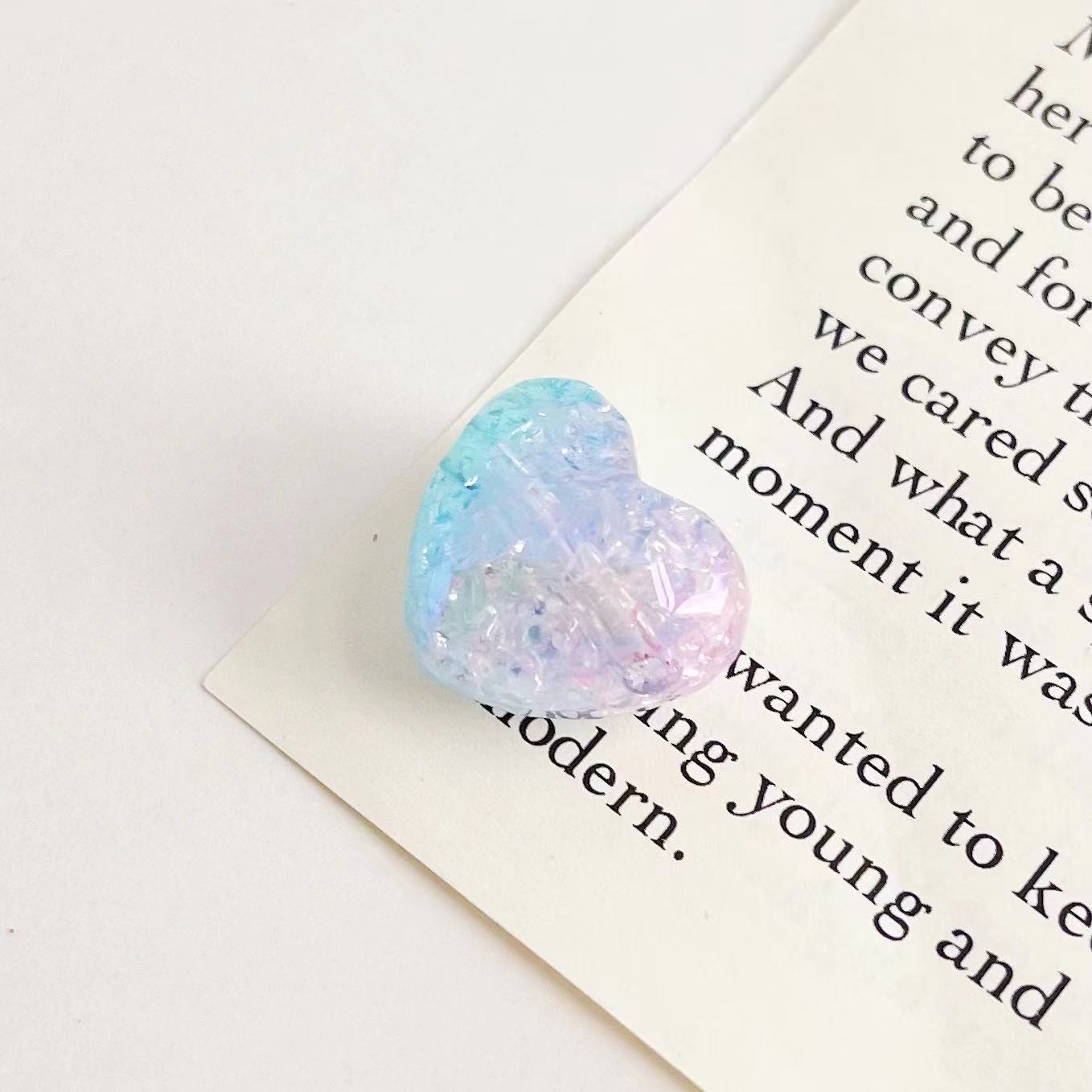 Plating Gradient Faceted Crackle Heart Acrylic Beads 22mm 50pcs 5