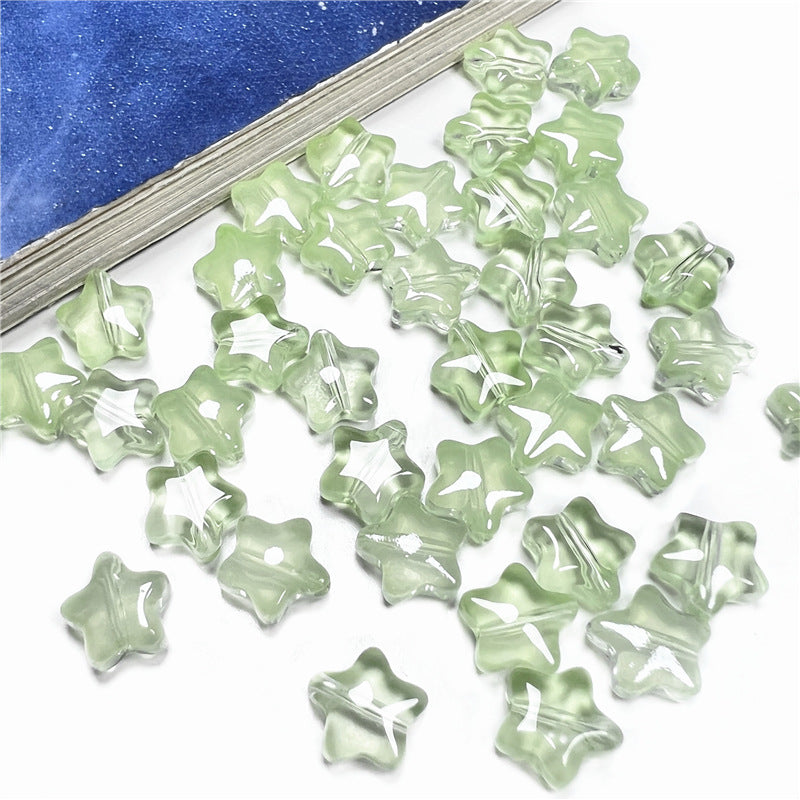 Small Star Czech Glass Beads 8mm Translucent Gold Flecked 50pcs 38