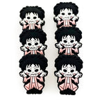 Silicone Focal Beads Clown Gothic Dark Hair Pink Outfit 20pcs 2
