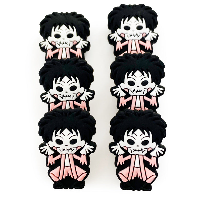 Silicone Focal Beads Clown Gothic Dark Hair Pink Outfit 20pcs 2