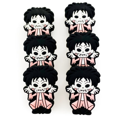 Silicone Focal Beads Clown Gothic Dark Hair Pink Outfit 20pcs 2