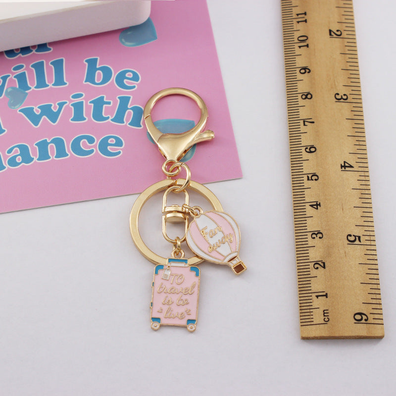 Enamel Alloy Aircraft Hot Air Balloon Keychain Travel Charm 4