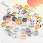 Plating Flat Cat Head Glass Beads 8mm x 10mm Iridescent Colors 30pcs 4