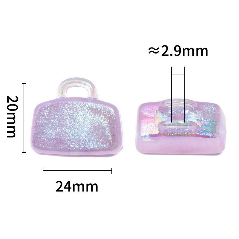 Plating Handbag Acrylic Beads 24mm UV Glitter Powder 50pcs 3