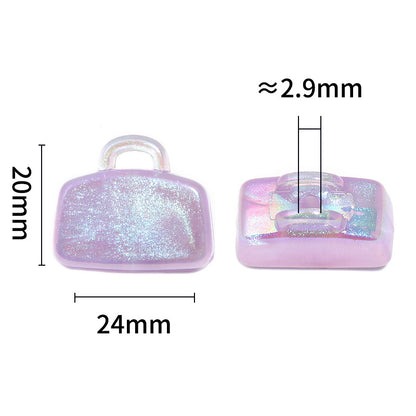 Plating Handbag Acrylic Beads 24mm UV Glitter Powder 50pcs 3