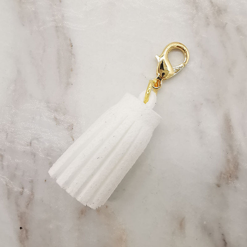 Mini Chunky Tassel Keychain PU Leather with Metal Clasp 8pcs 4