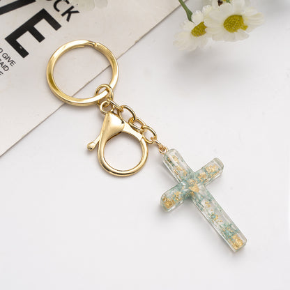 Handmade Acrylic Flower Cross Keychain Creative Pastel Colors 16
