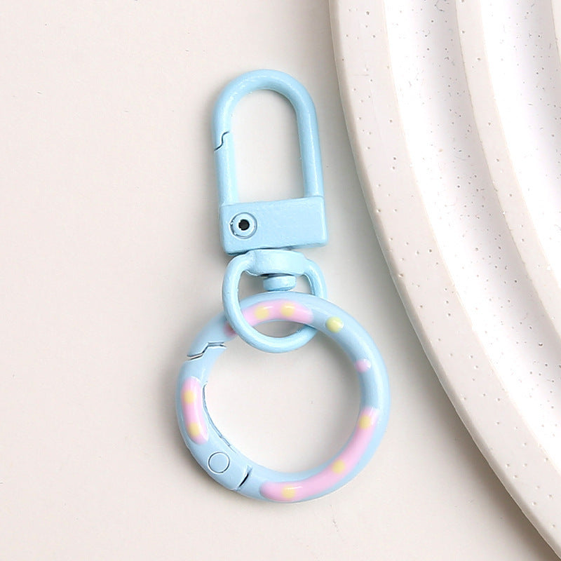 Zinc Alloy Donut Keychain Clasps Spray Painted Hand Paint 51mm 10pcs 19