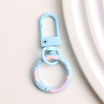 Zinc Alloy Donut Keychain Clasps Spray Painted Hand Paint 51mm 10pcs 19
