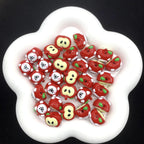Hand Painted Apple Acrylic Beads 18mm Enamel Finish 4pcs 4