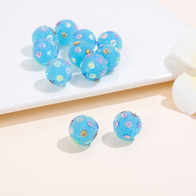 Rhinestone Bubblegum Beads 16-20mm Colorful Resin Sparkle 10pcs 4
