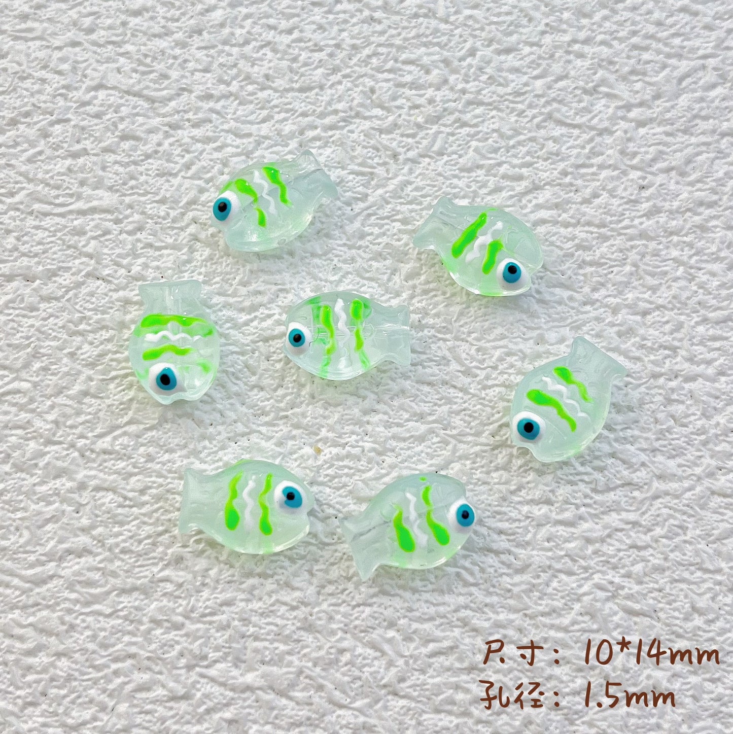 Hand Painted Fish Enamel Glass Beads 10x14mm Translucent Colorful 1pc 12