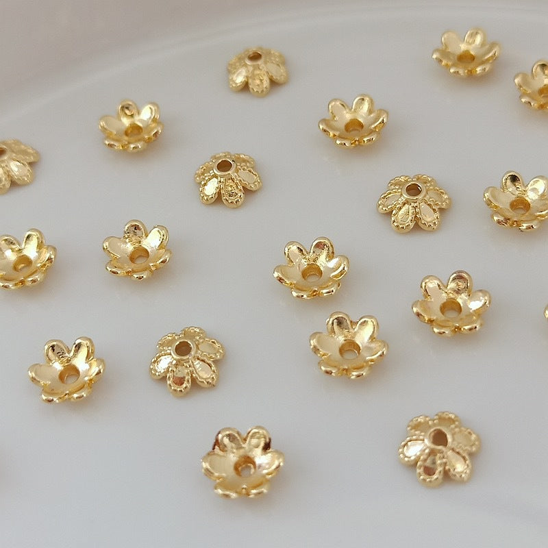 Brass Flower Bead Caps 6/8/10mm Six-Petal 100pcs 2